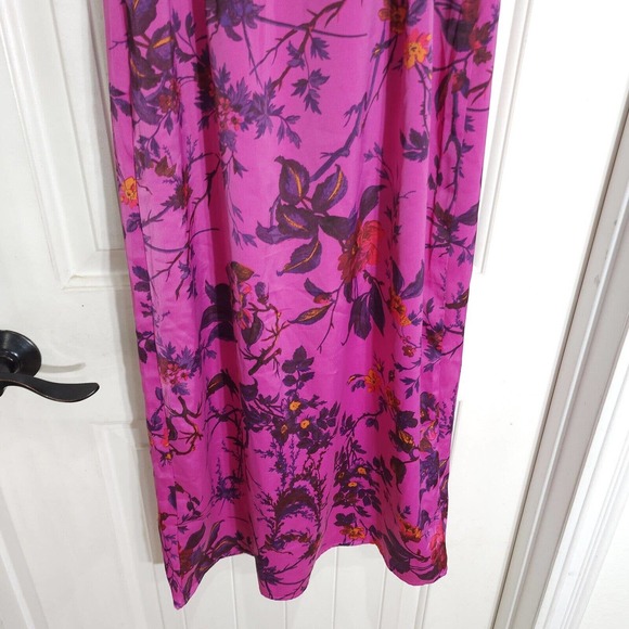 Urban Outfitters Slip Dress Audrey Purple Floral Lace Midi Satin Coquette Size S - Picture 11 of 12